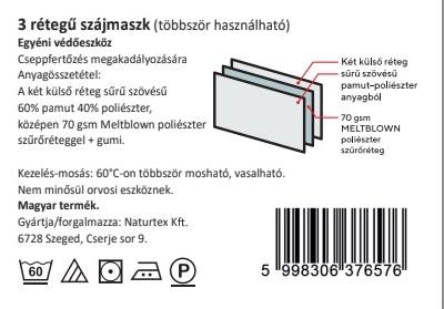3 rétegű szájmaszk rajza