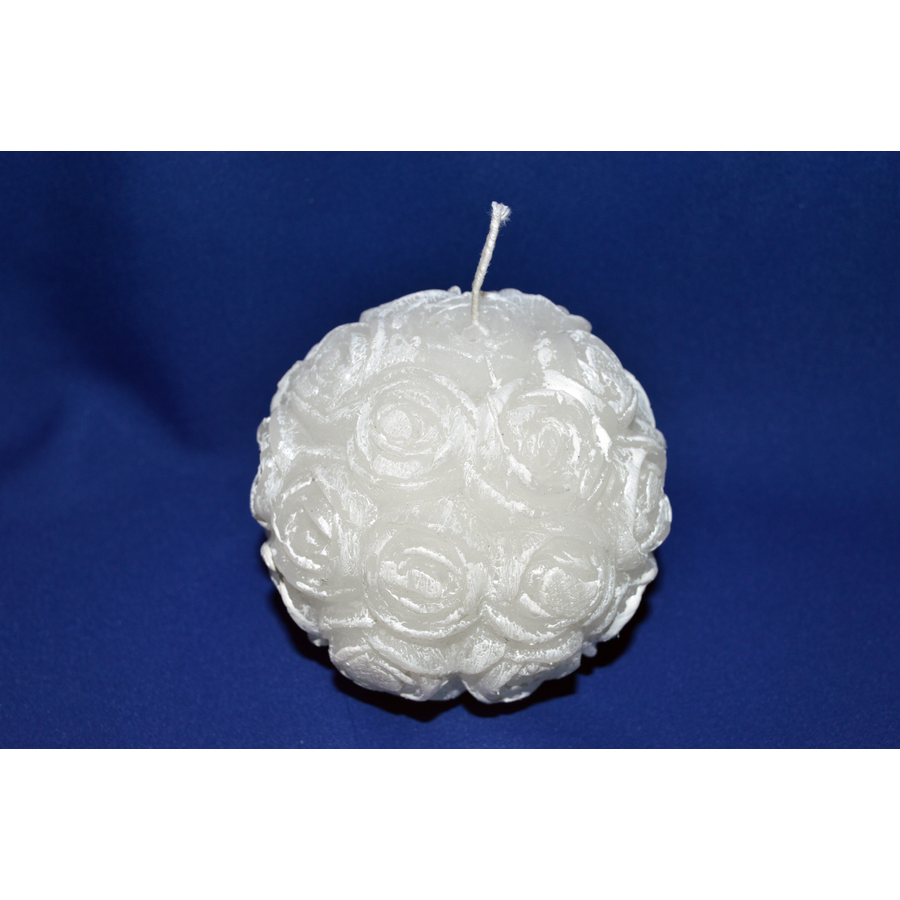 Virágos Gömb Esküvői Fehér Gyertya 9 cm